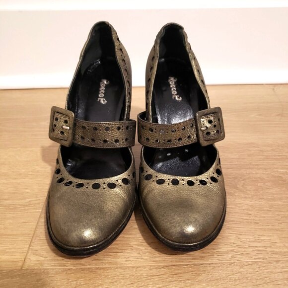 Rocco P Leather Metallic Heels - Picture 1 of 4